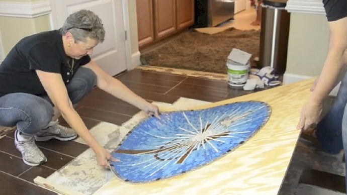 Mosaic Floor Medallion - Installation Day